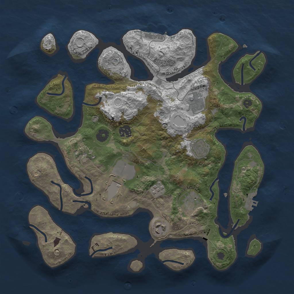 Rust Map: Procedural Map, Size: 3500, Seed: 1755551221, 16 Monuments