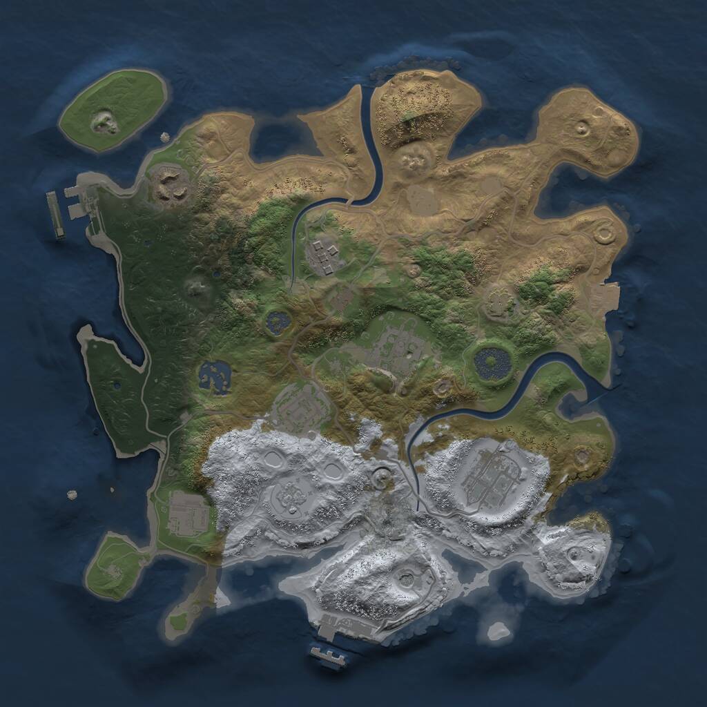 Rust Map: Procedural Map, Size: 3000, Seed: 1225, 14 Monuments