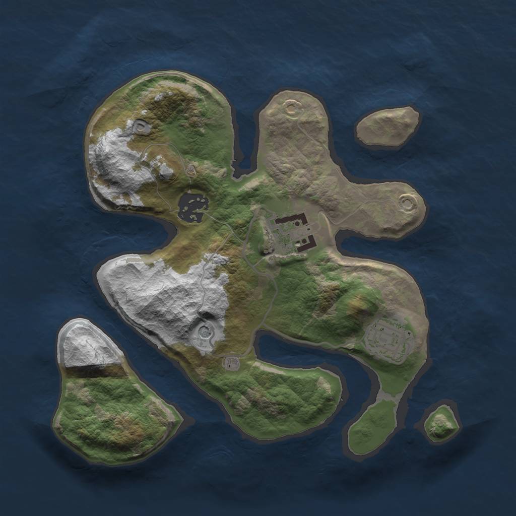 Rust Map: Barren, Size: 2500, Seed: 256412, 6 Monuments