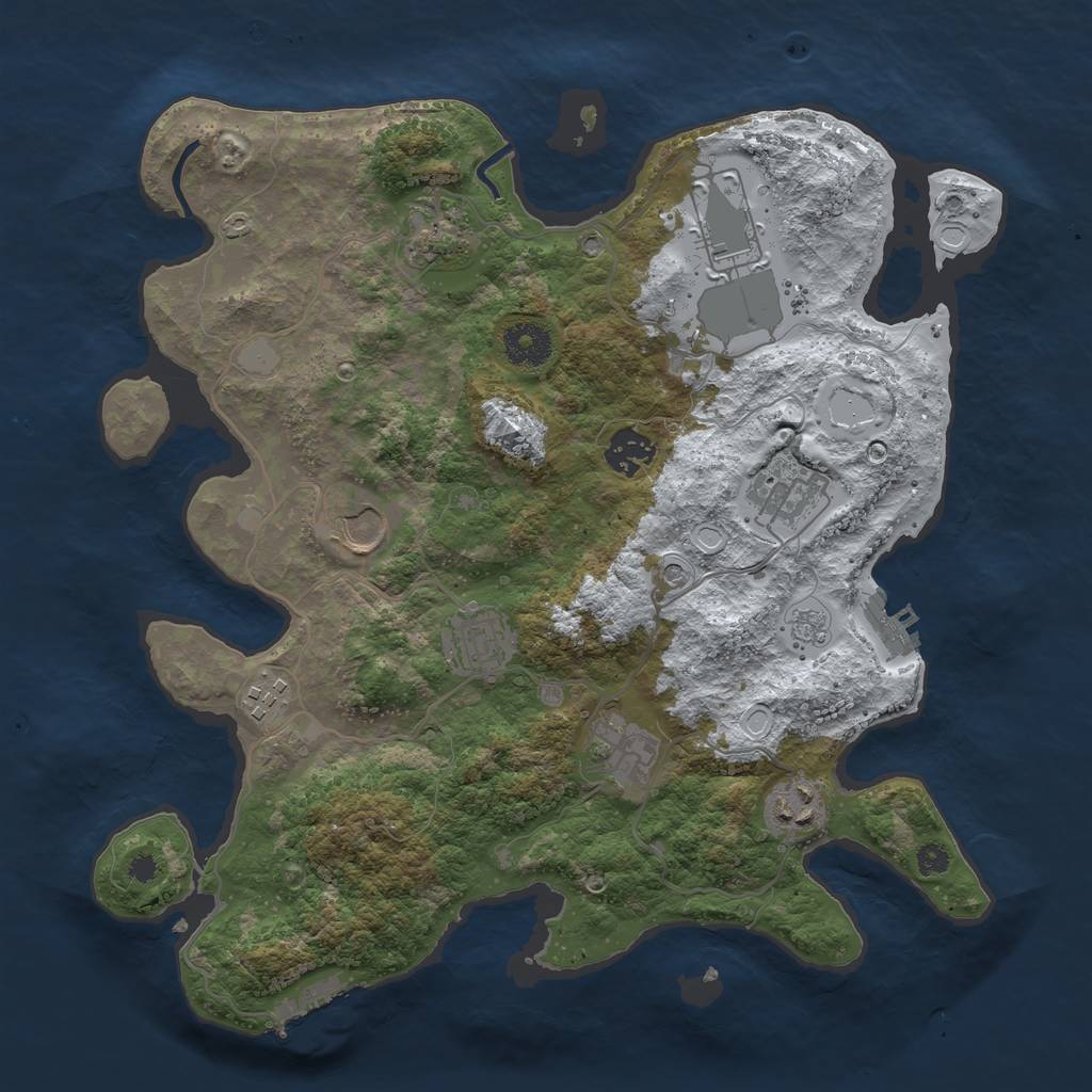 Rust Map: Procedural Map, Size: 3500, Seed: 453970, 18 Monuments