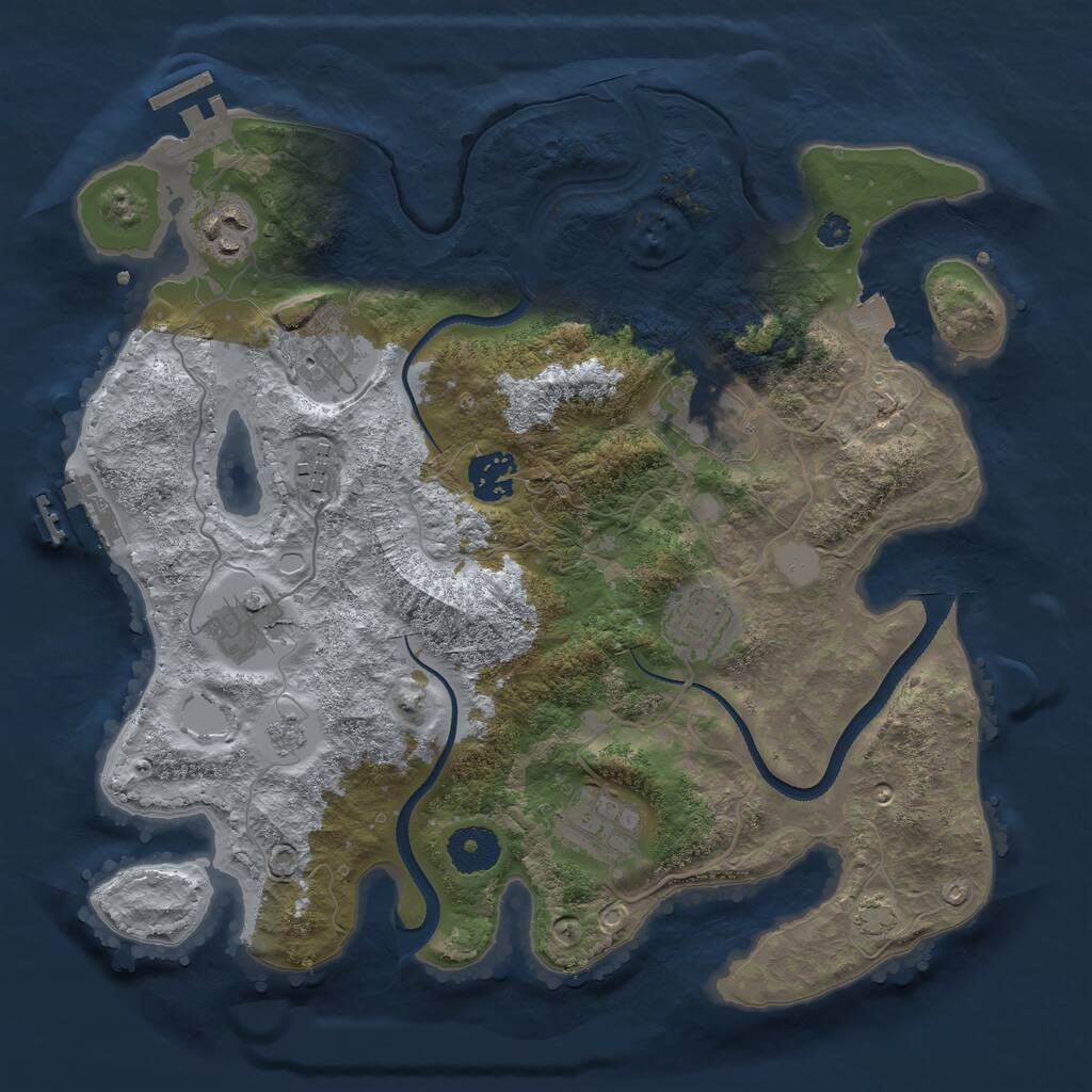 Rust Map: Procedural Map, Size: 3300, Seed: 31415124, 13 Monuments