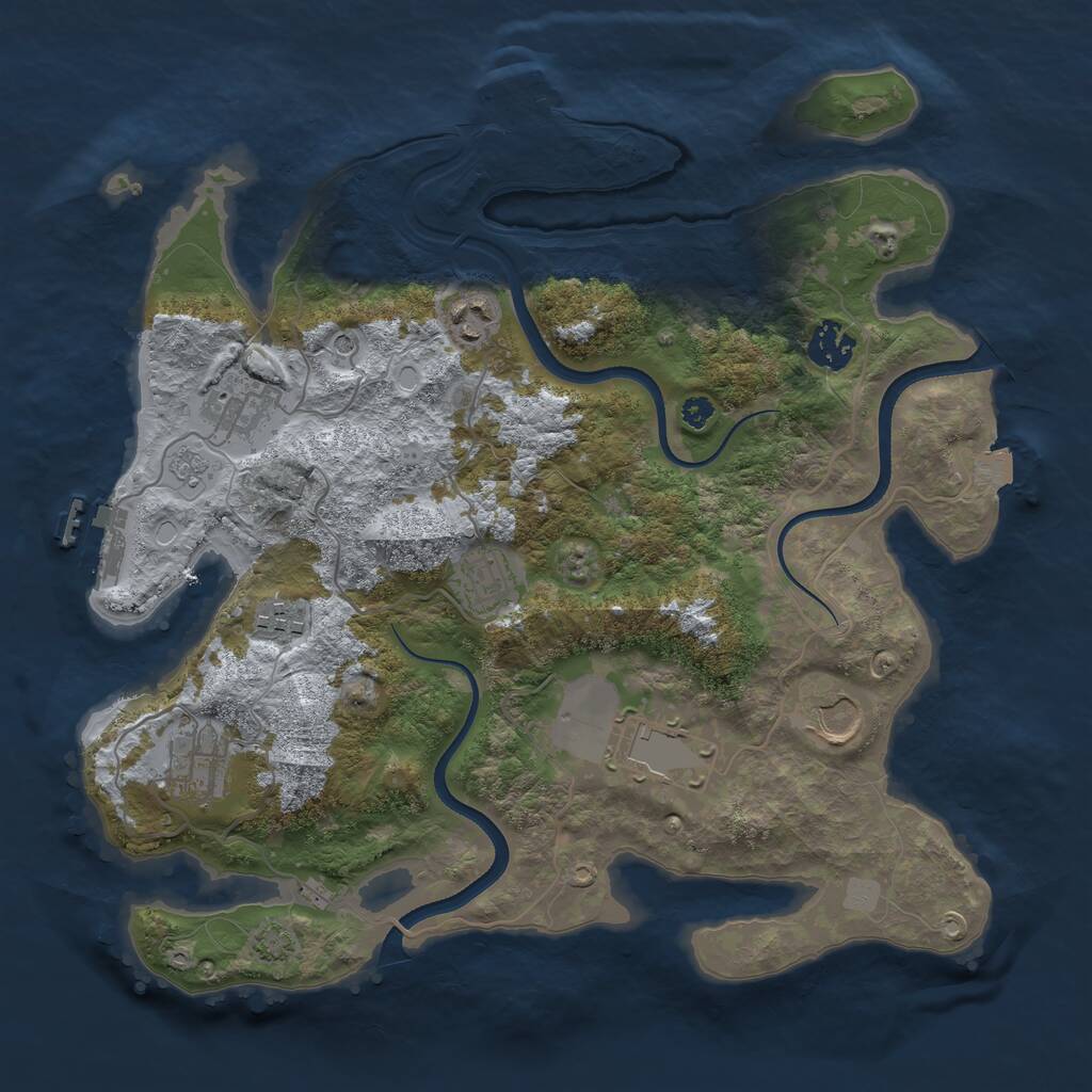 Rust Map: Procedural Map, Size: 3500, Seed: 1551143445, 14 Monuments