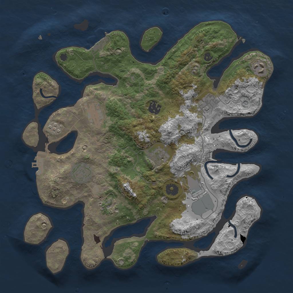 Rust Map: Procedural Map, Size: 3500, Seed: 1968558651, 17 Monuments