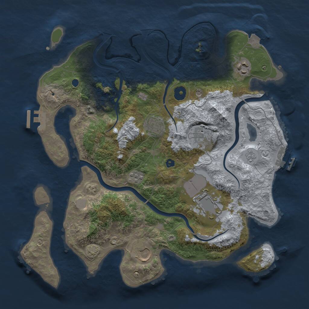 Rust Map: Procedural Map, Size: 3500, Seed: 833218225, 12 Monuments