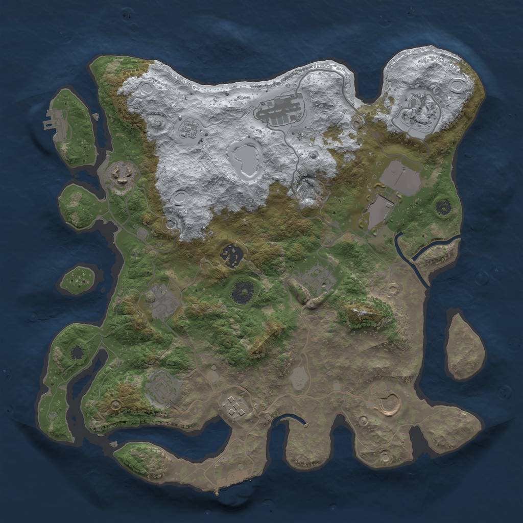 Rust Map: Procedural Map, Size: 3500, Seed: 5825, 19 Monuments