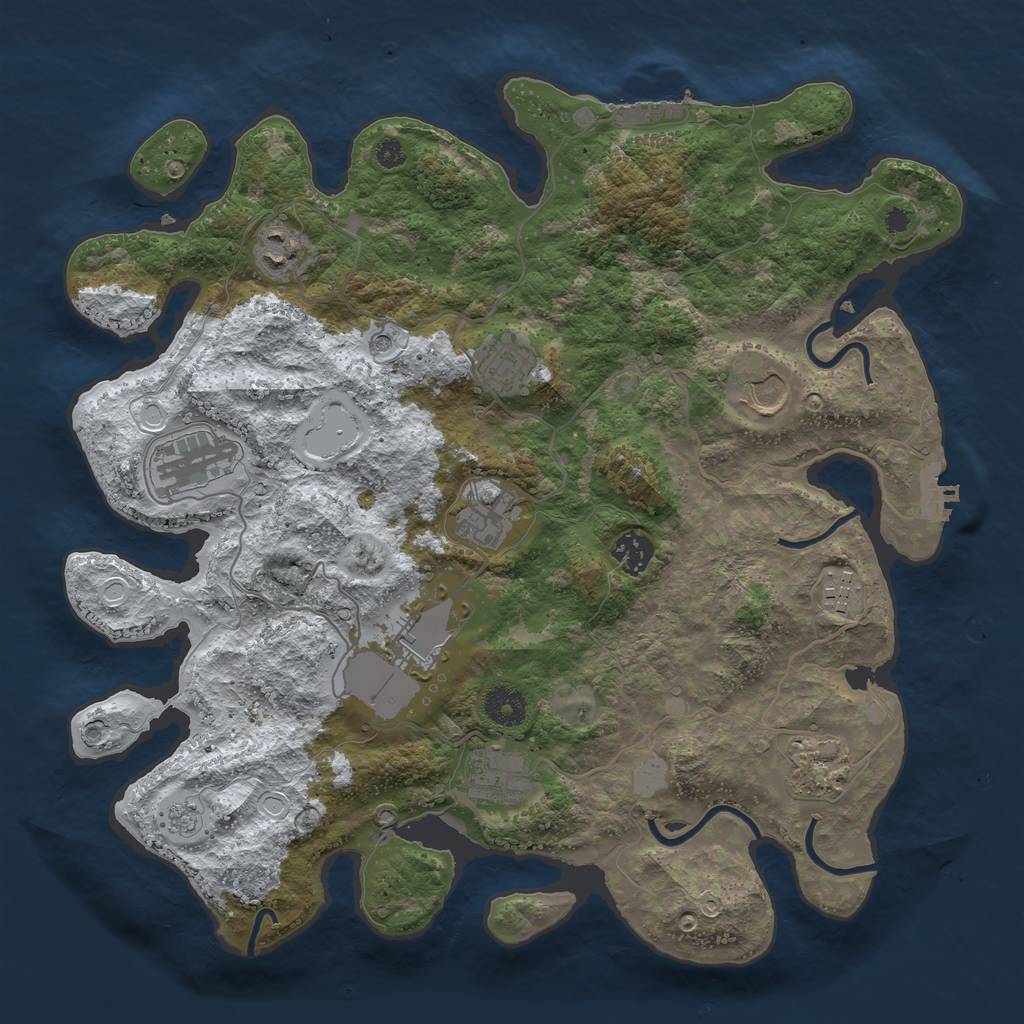 Rust Map: Procedural Map, Size: 3700, Seed: 432183913, 19 Monuments