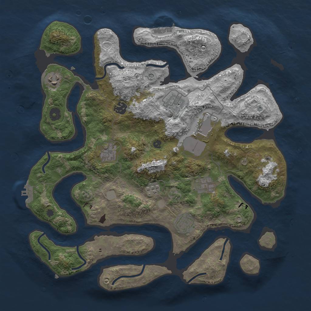 Rust Map: Procedural Map, Size: 3750, Seed: 92267, 16 Monuments