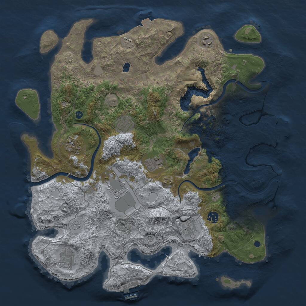 Rust Map: Procedural Map, Size: 4000, Seed: 76543210, 15 Monuments