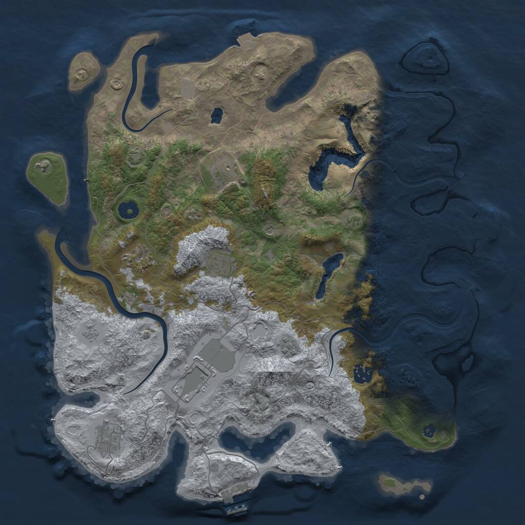 Rust Map: Procedural Map, Size: 4000, Seed: 76543210, 13 Monuments