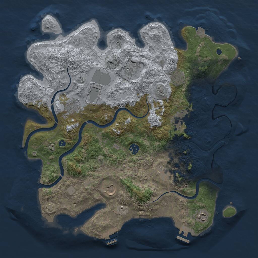 Rust Map: Procedural Map, Size: 3850, Seed: 710594681, 16 Monuments
