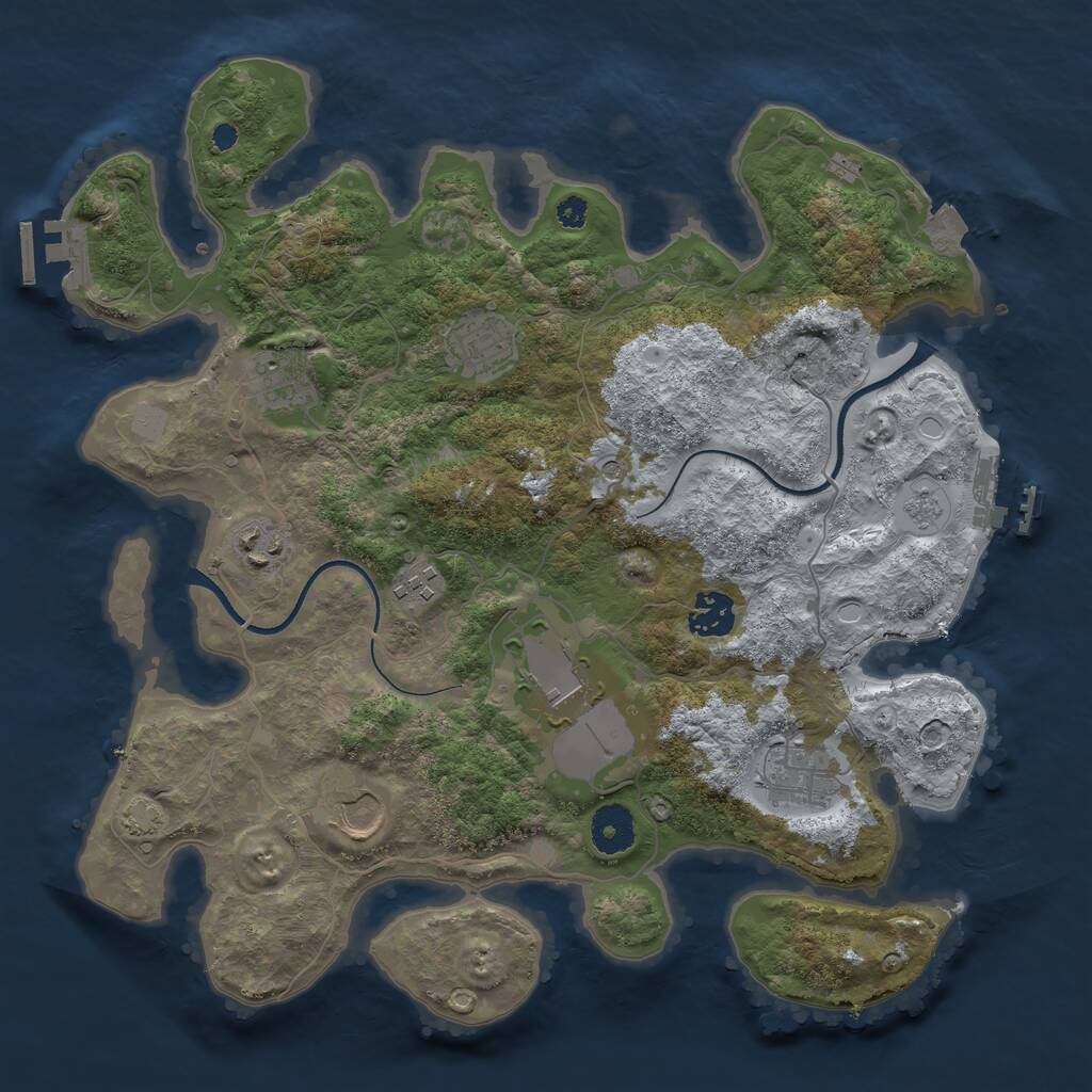 Rust Map: Procedural Map, Size: 3500, Seed: 42695213, 14 Monuments