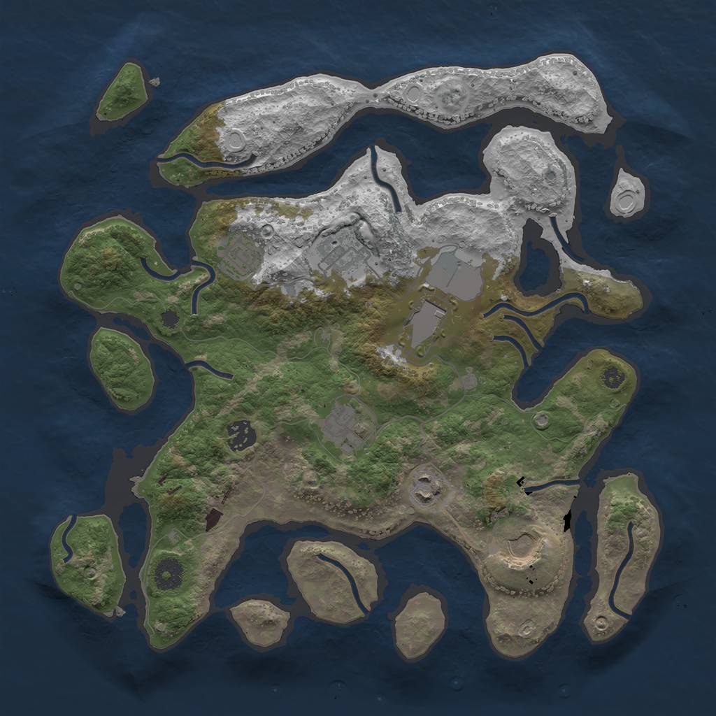 Rust Map: Procedural Map, Size: 3500, Seed: 102845016, 12 Monuments