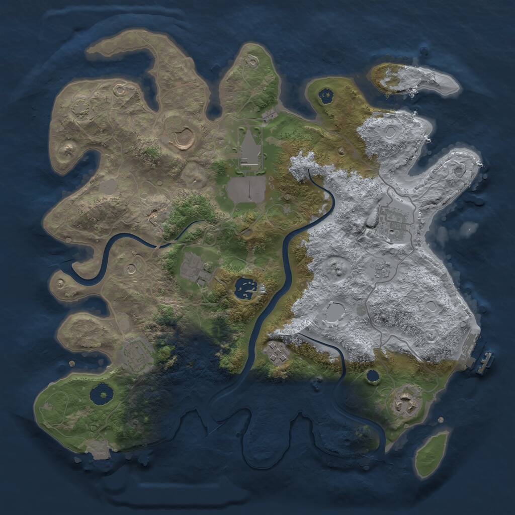 Rust Map: Procedural Map, Size: 3500, Seed: 363750757, 13 Monuments