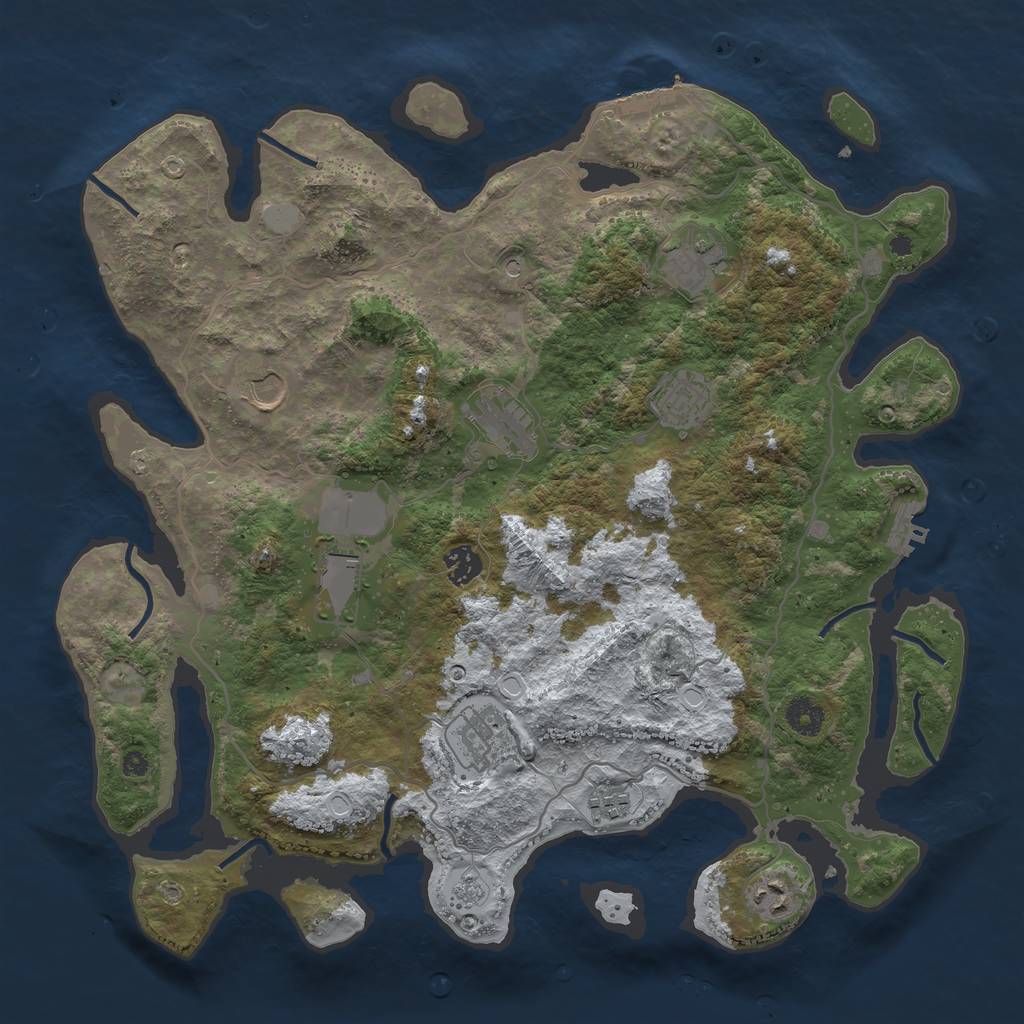 Rust Map: Procedural Map, Size: 4000, Seed: 1920405060, 18 Monuments
