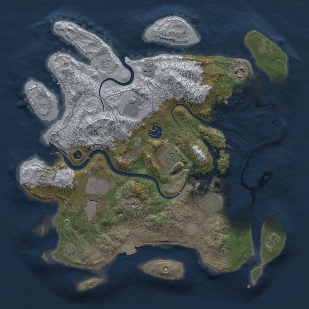 Rust Map: Procedural Map, Size: 3500, Seed: 647011621, 12 Monuments