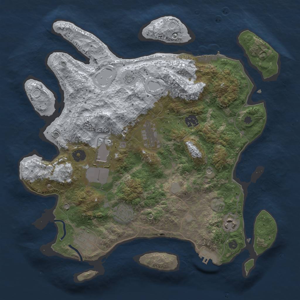 Rust Map: Procedural Map, Size: 3500, Seed: 647011621, 15 Monuments