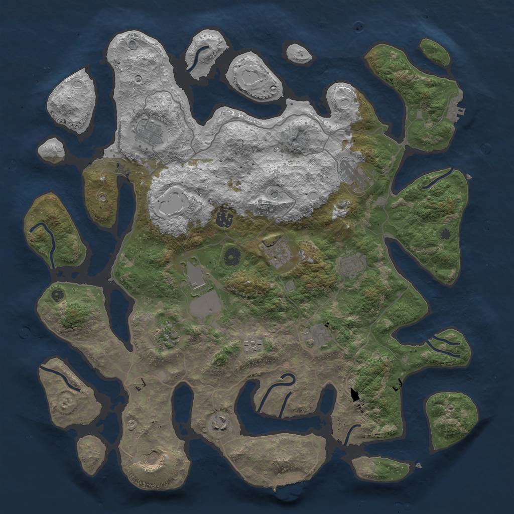 Rust Map: Procedural Map, Size: 4400, Seed: 711761624, 19 Monuments