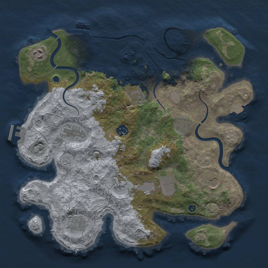 Rust Map: Procedural Map, Size: 3500, Seed: 1260374416, 16 Monuments