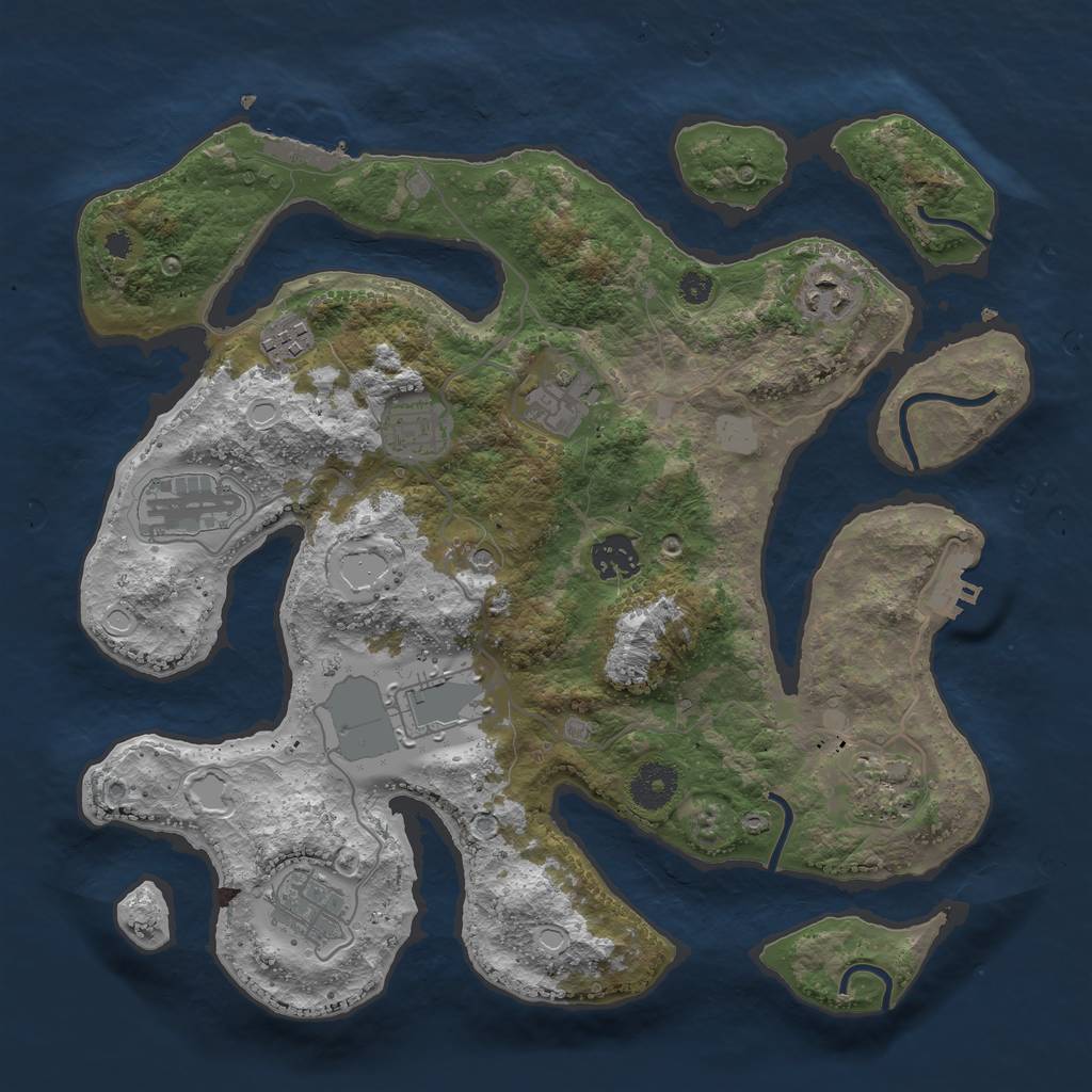 Rust Map: Procedural Map, Size: 3500, Seed: 1260374416, 17 Monuments