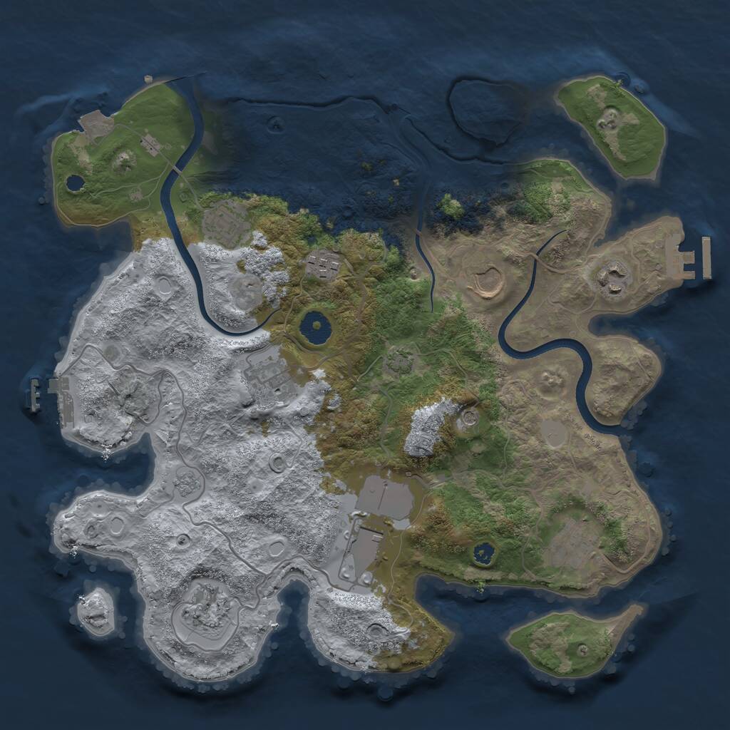 Rust Map: Procedural Map, Size: 3500, Seed: 1260374416, 14 Monuments