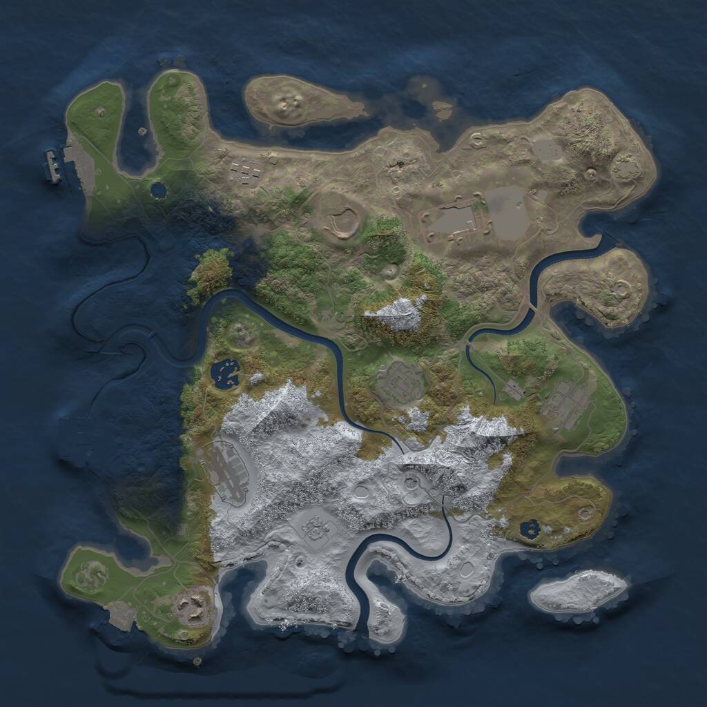 Rust Map: Procedural Map, Size: 3500, Seed: 43864, 14 Monuments