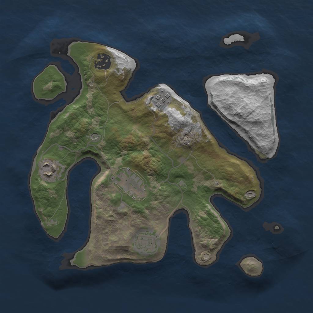 Rust Map: Barren, Size: 2765, Seed: 98177, 8 Monuments