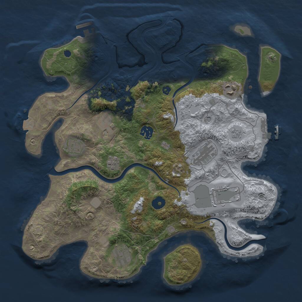 Rust Map: Procedural Map, Size: 3500, Seed: 3631753, 14 Monuments