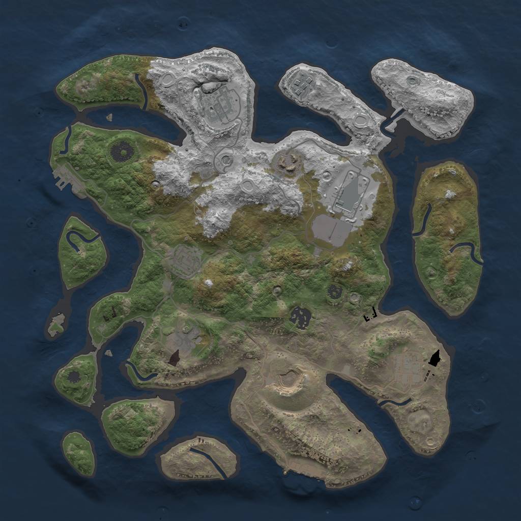 Rust Map: Procedural Map, Size: 3600, Seed: 23301, 17 Monuments
