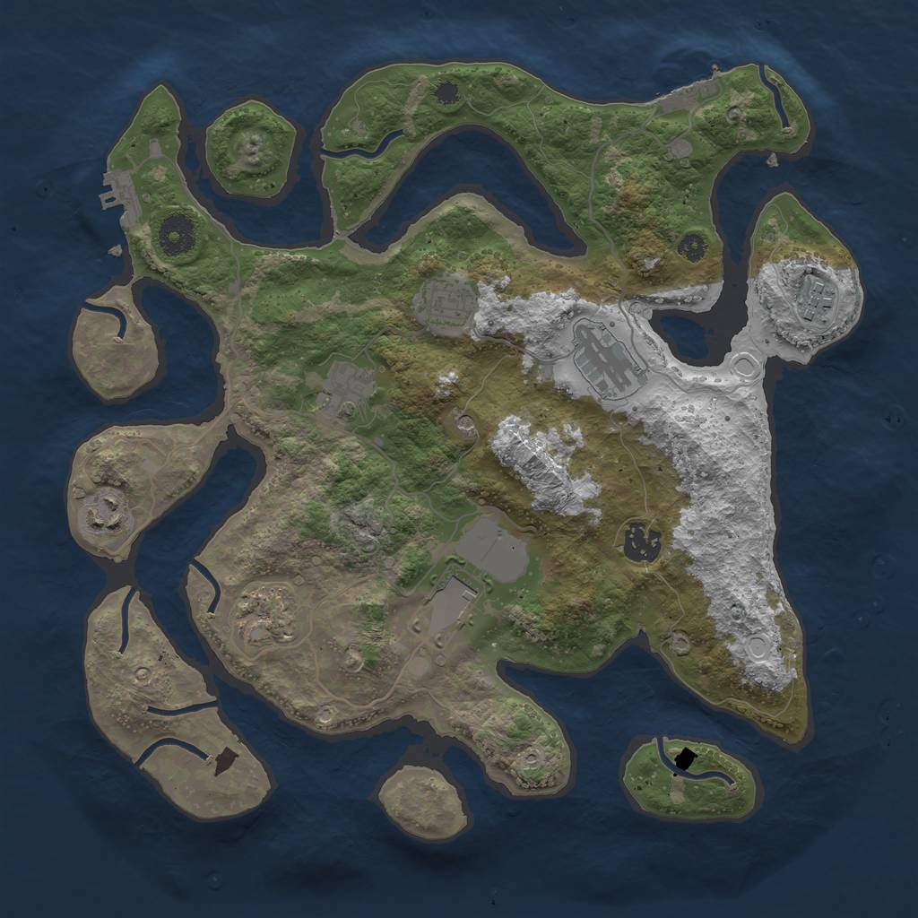 Rust Map: Procedural Map, Size: 3500, Seed: 848175546, 16 Monuments
