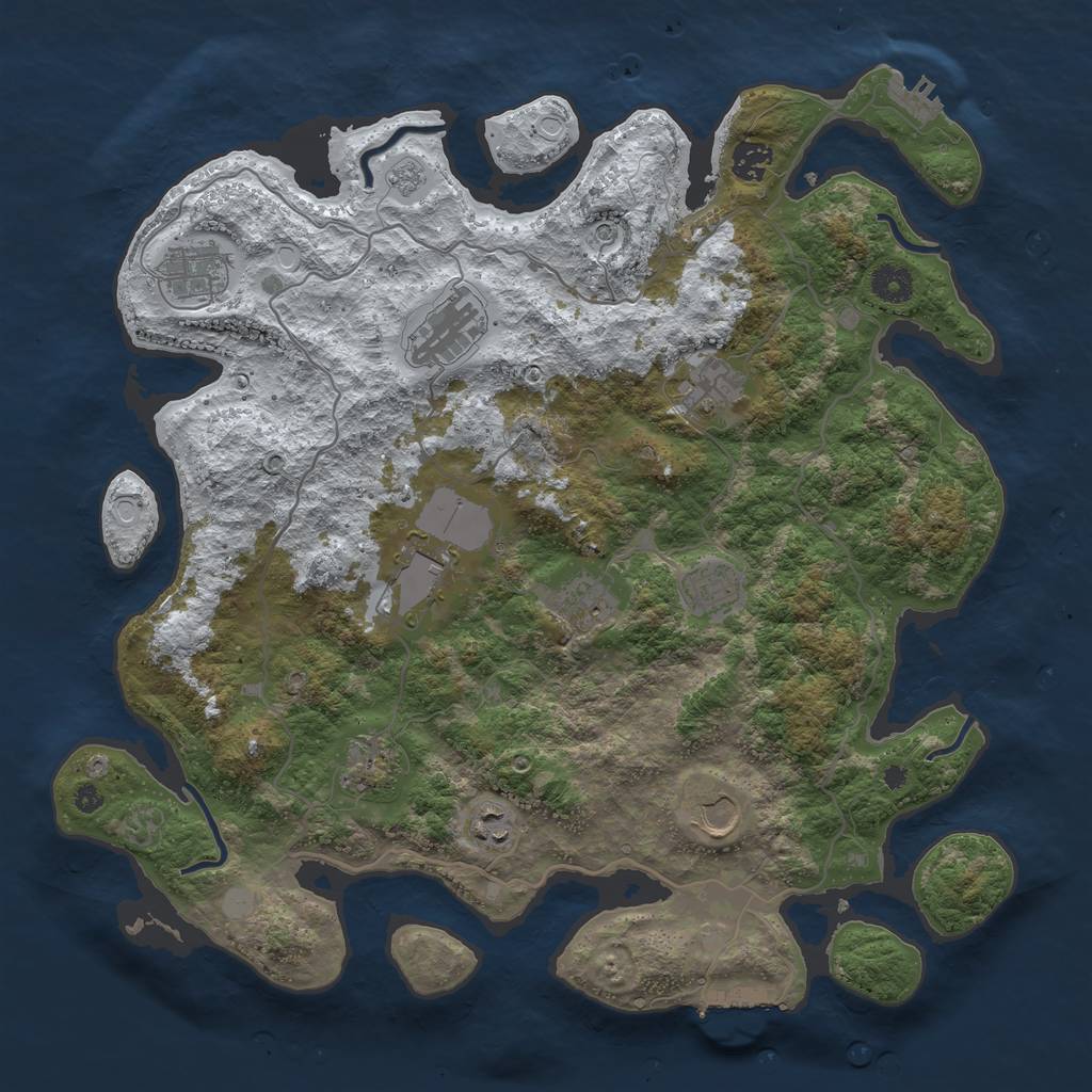 Rust Map: Procedural Map, Size: 4000, Seed: 270160, 19 Monuments