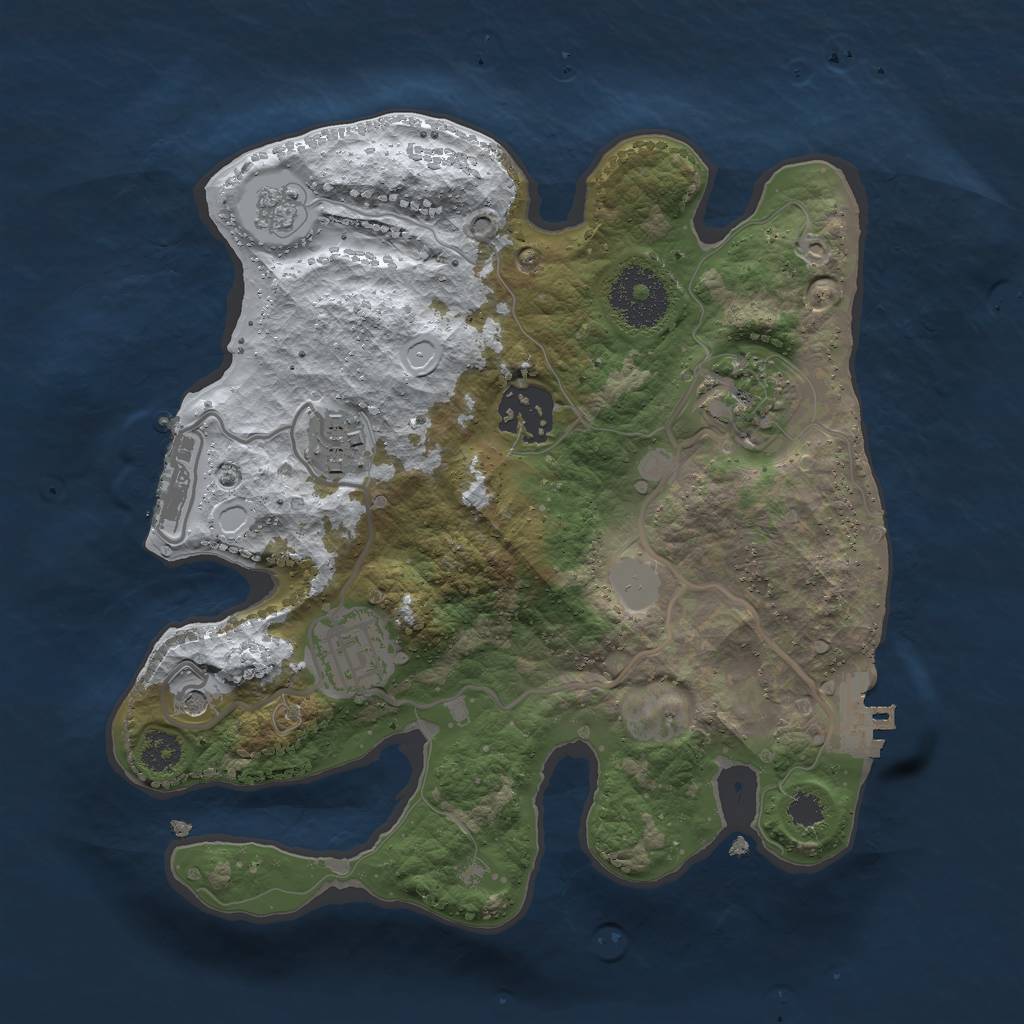 Rust Map: Procedural Map, Size: 2600, Seed: 1069314045, 13 Monuments