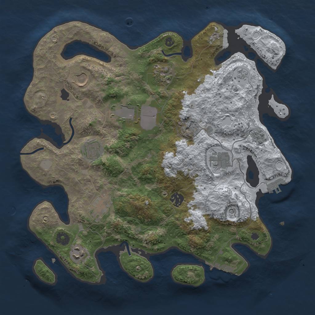 Rust Map: Procedural Map, Size: 3500, Seed: 550415612, 18 Monuments