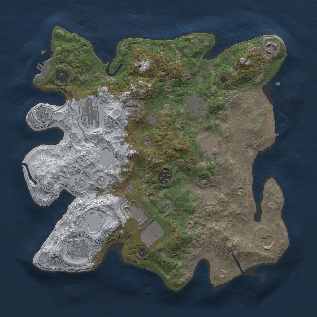 Rust Map: Procedural Map, Size: 3500, Seed: 1150210979, 18 Monuments