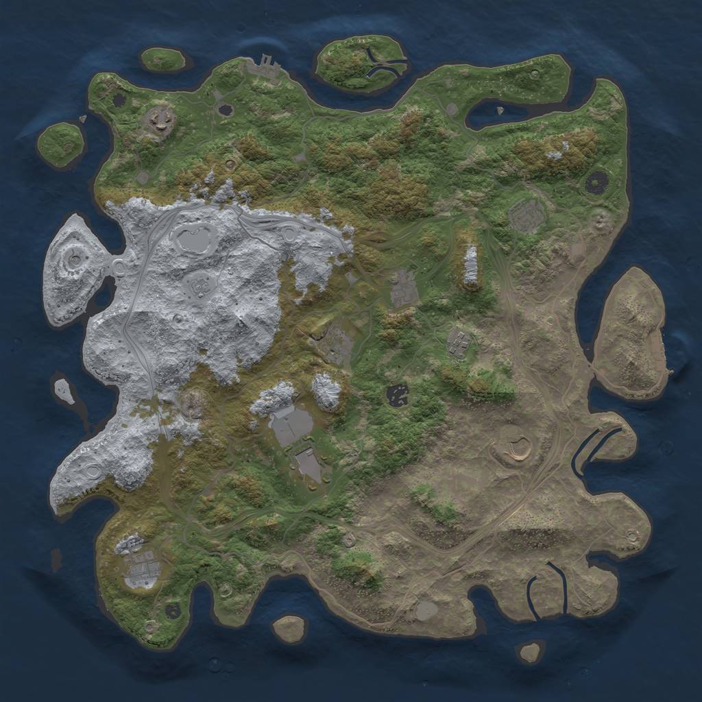 Rust Map: Procedural Map, Size: 4500, Seed: 1476392449, 18 Monuments
