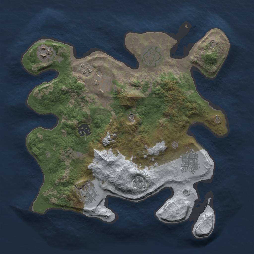 Rust Map: Barren, Size: 3000, Seed: 161119231, 10 Monuments