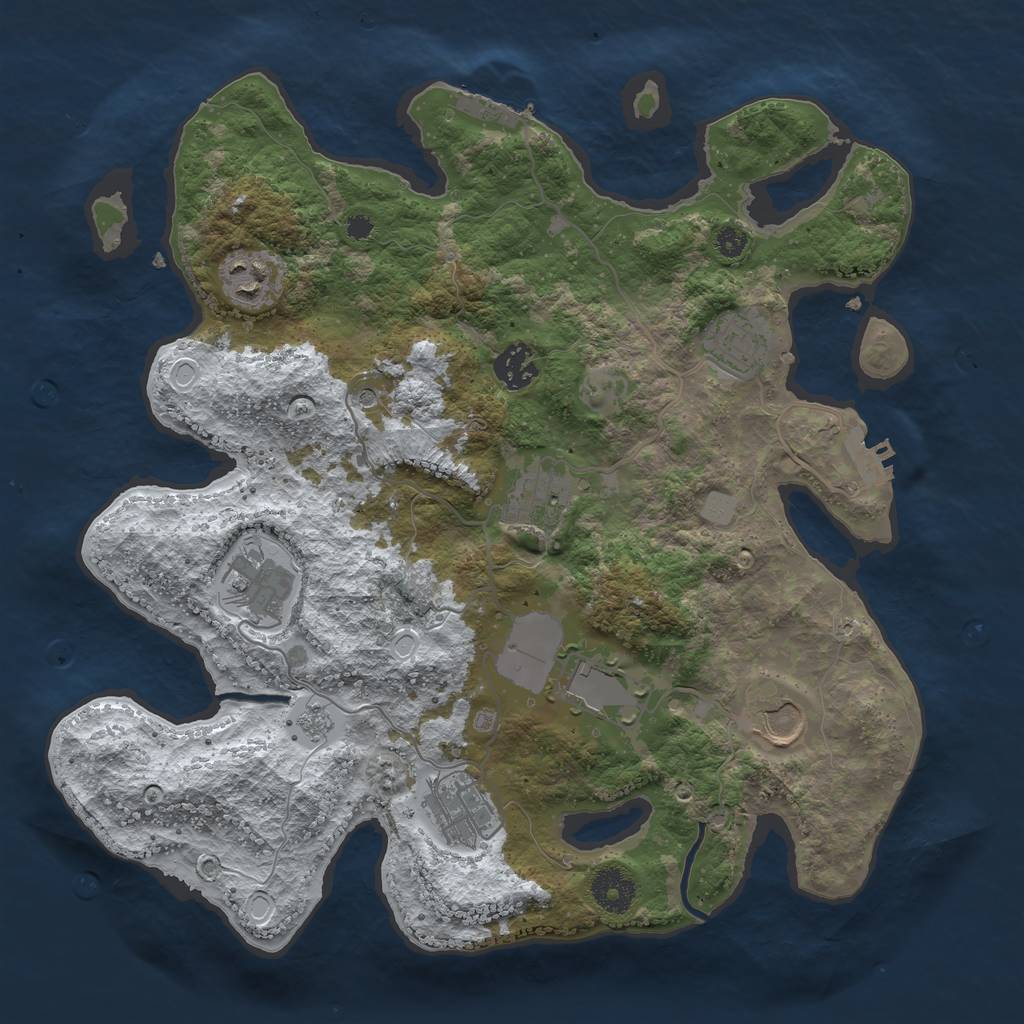 Rust Map: Procedural Map, Size: 3500, Seed: 1822727291, 17 Monuments