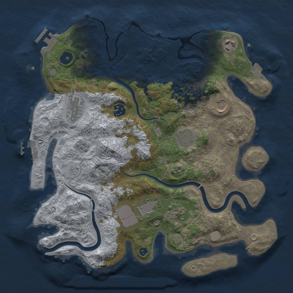 Rust Map: Procedural Map, Size: 3500, Seed: 605028742, 14 Monuments