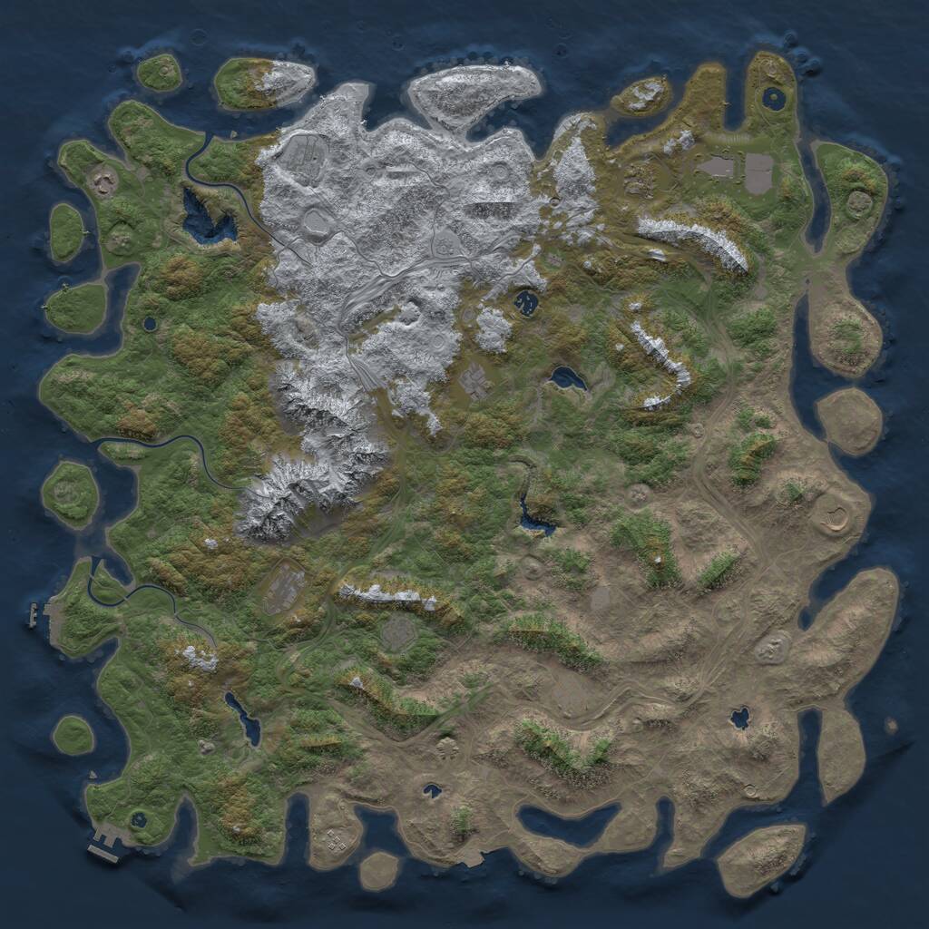 Rust Map: Procedural Map, Size: 6000, Seed: 4324444, 17 Monuments