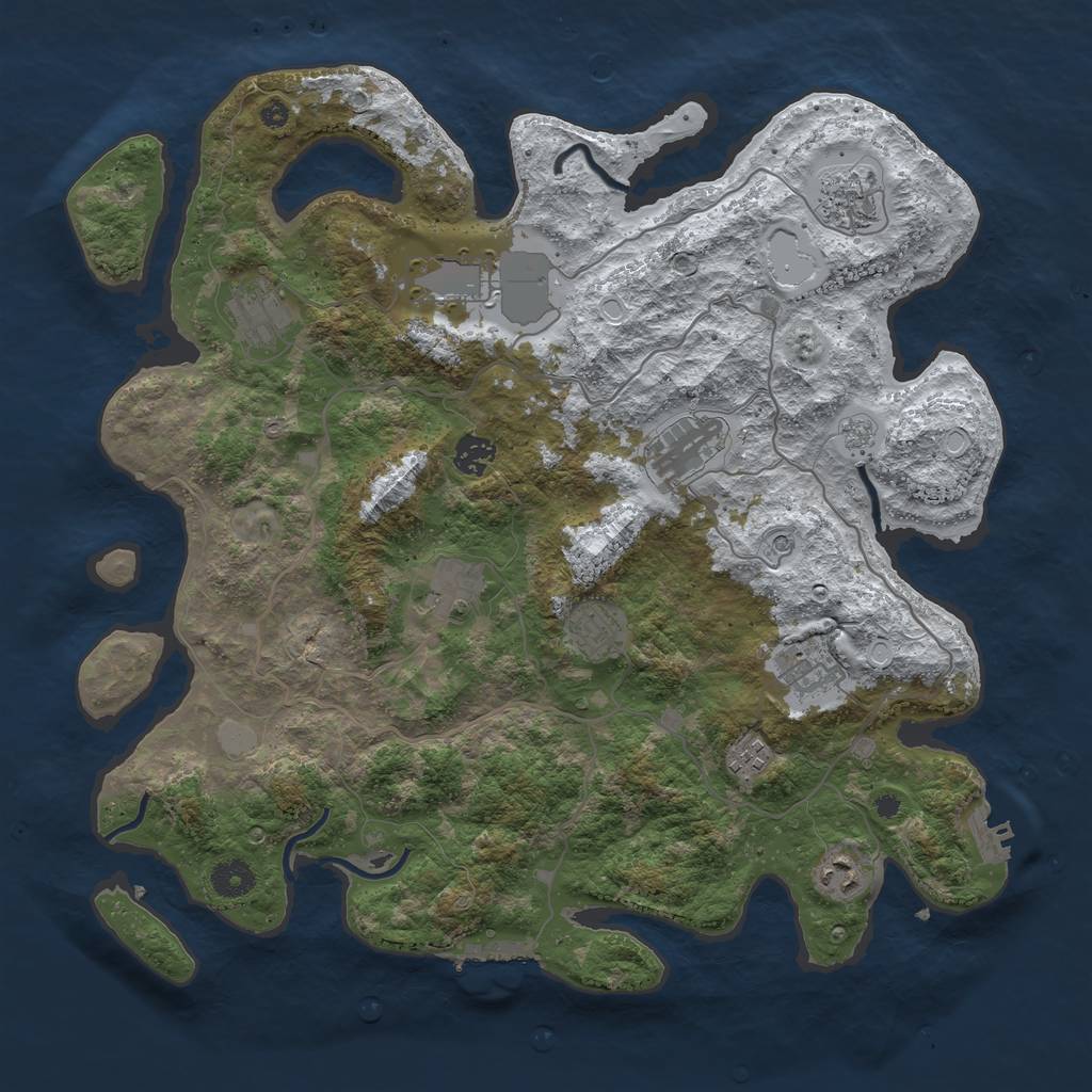 Rust Map: Procedural Map, Size: 4000, Seed: 23041999, 19 Monuments