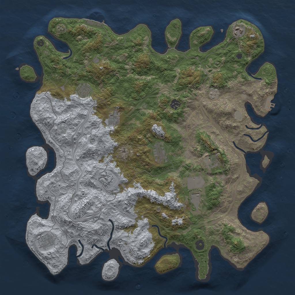 Rust Map: Procedural Map, Size: 4500, Seed: 545422204, 17 Monuments