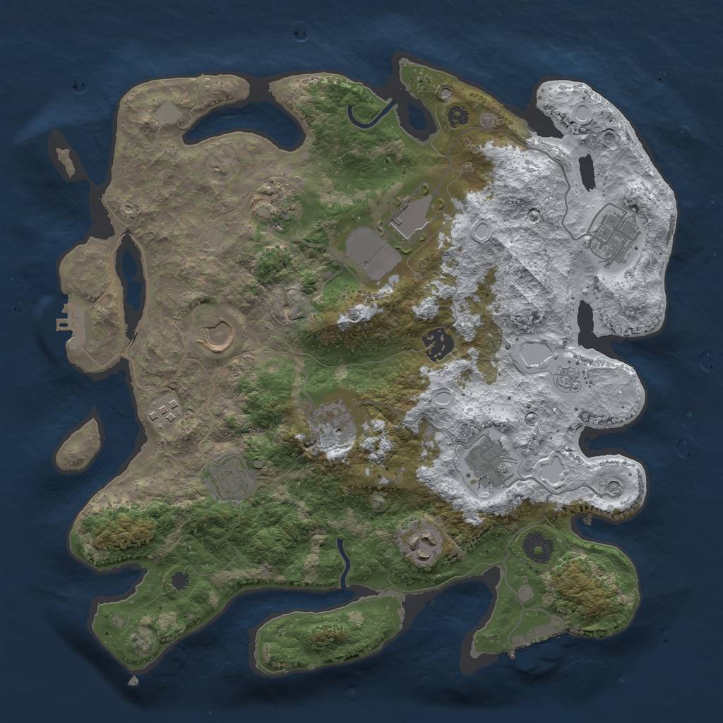 Rust Map: Procedural Map, Size: 3500, Seed: 4654569, 19 Monuments