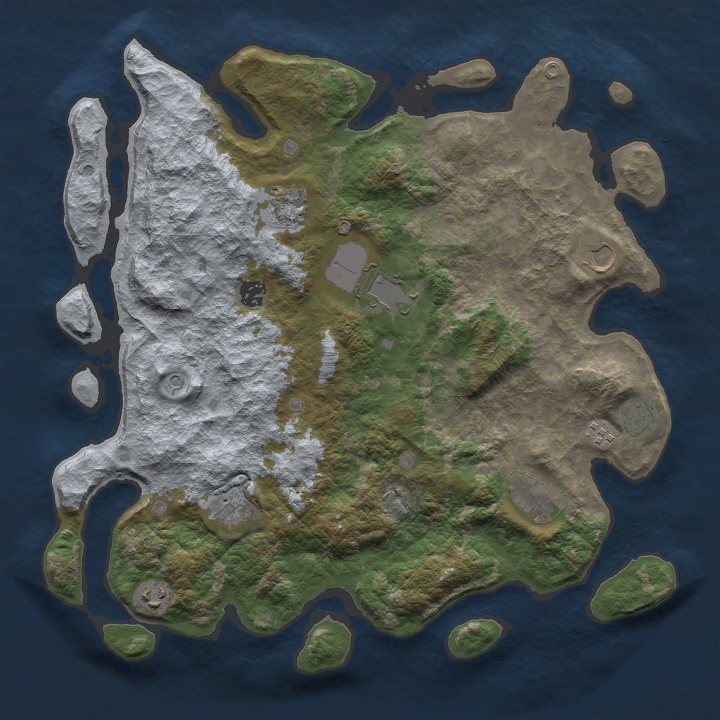 Rust Map: Barren, Size: 4000, Seed: 256, 12 Monuments
