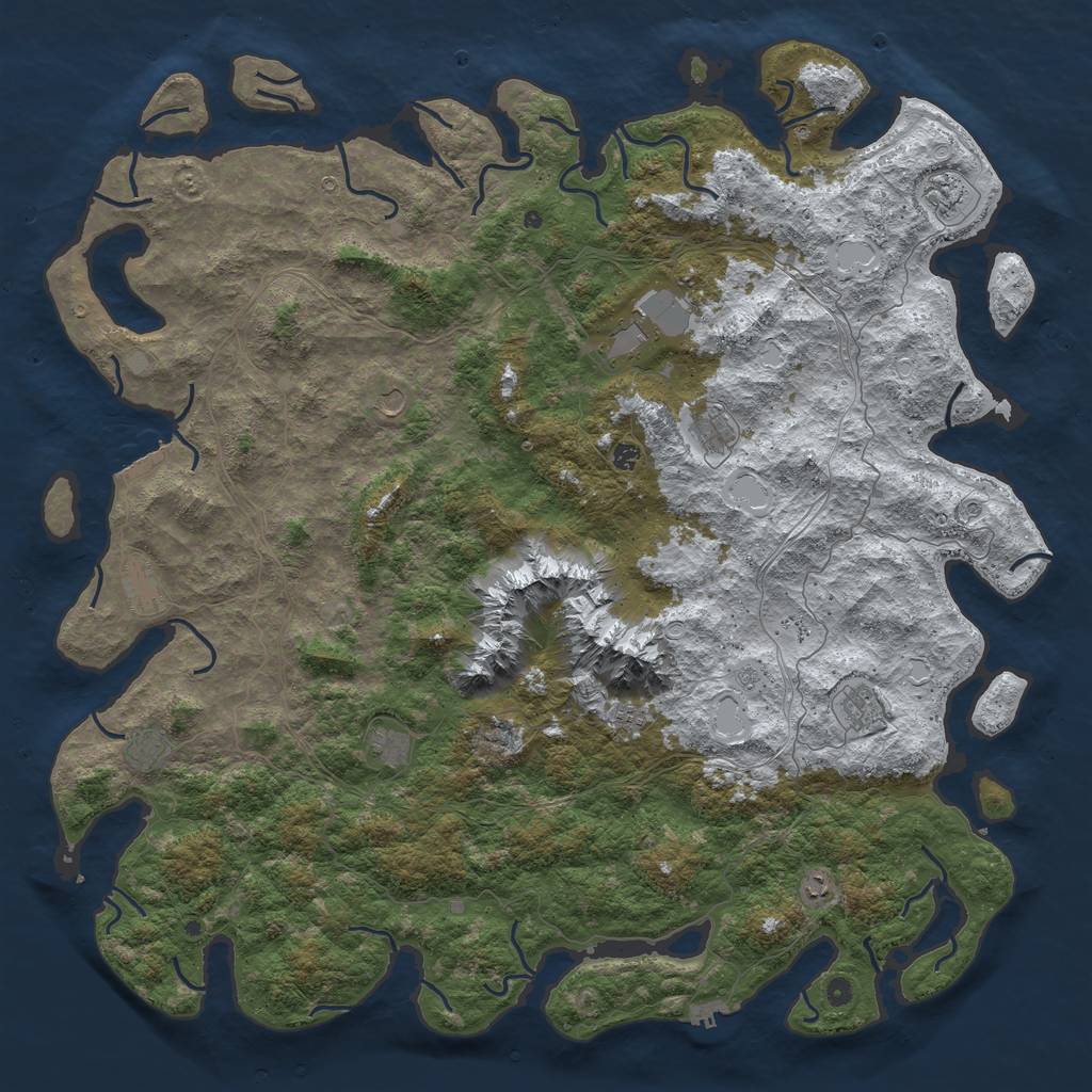 Rust Map: Procedural Map, Size: 6000, Seed: 1016161, 20 Monuments