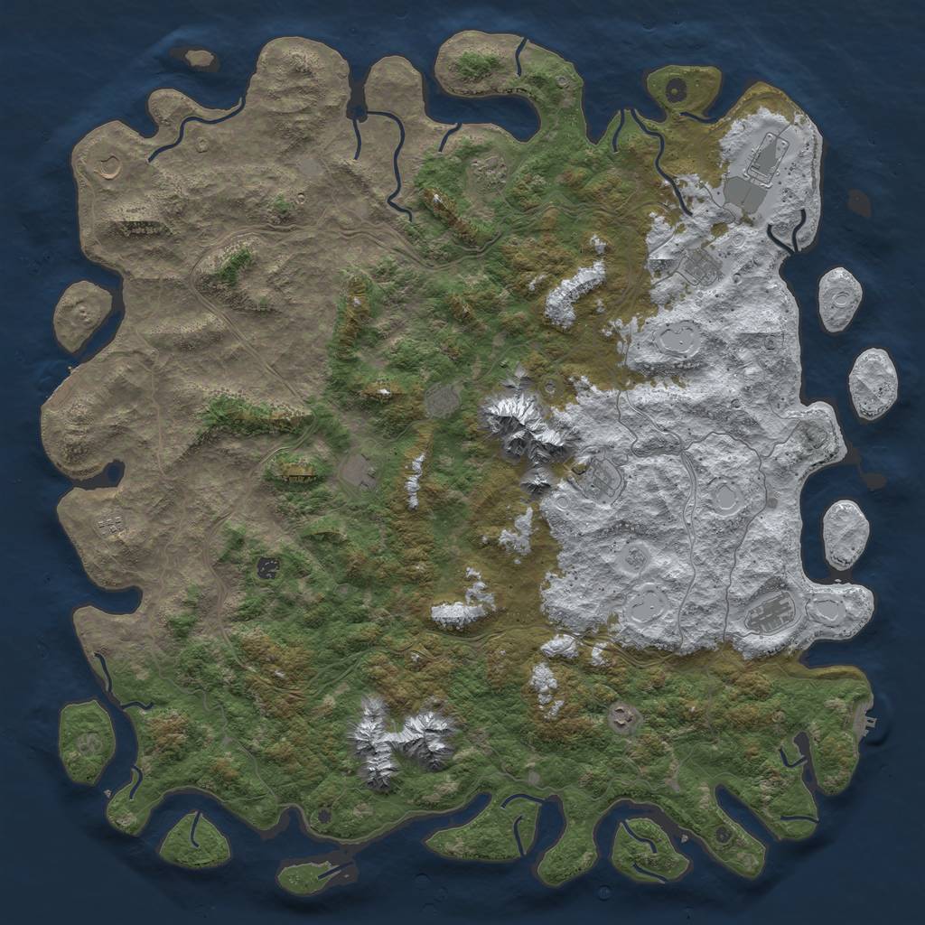 Rust Map: Procedural Map, Size: 6000, Seed: 207013654, 20 Monuments