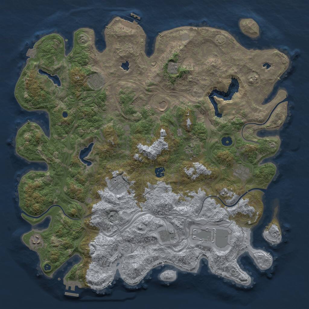 Rust Map: Procedural Map, Size: 4500, Seed: 1843455132, 16 Monuments