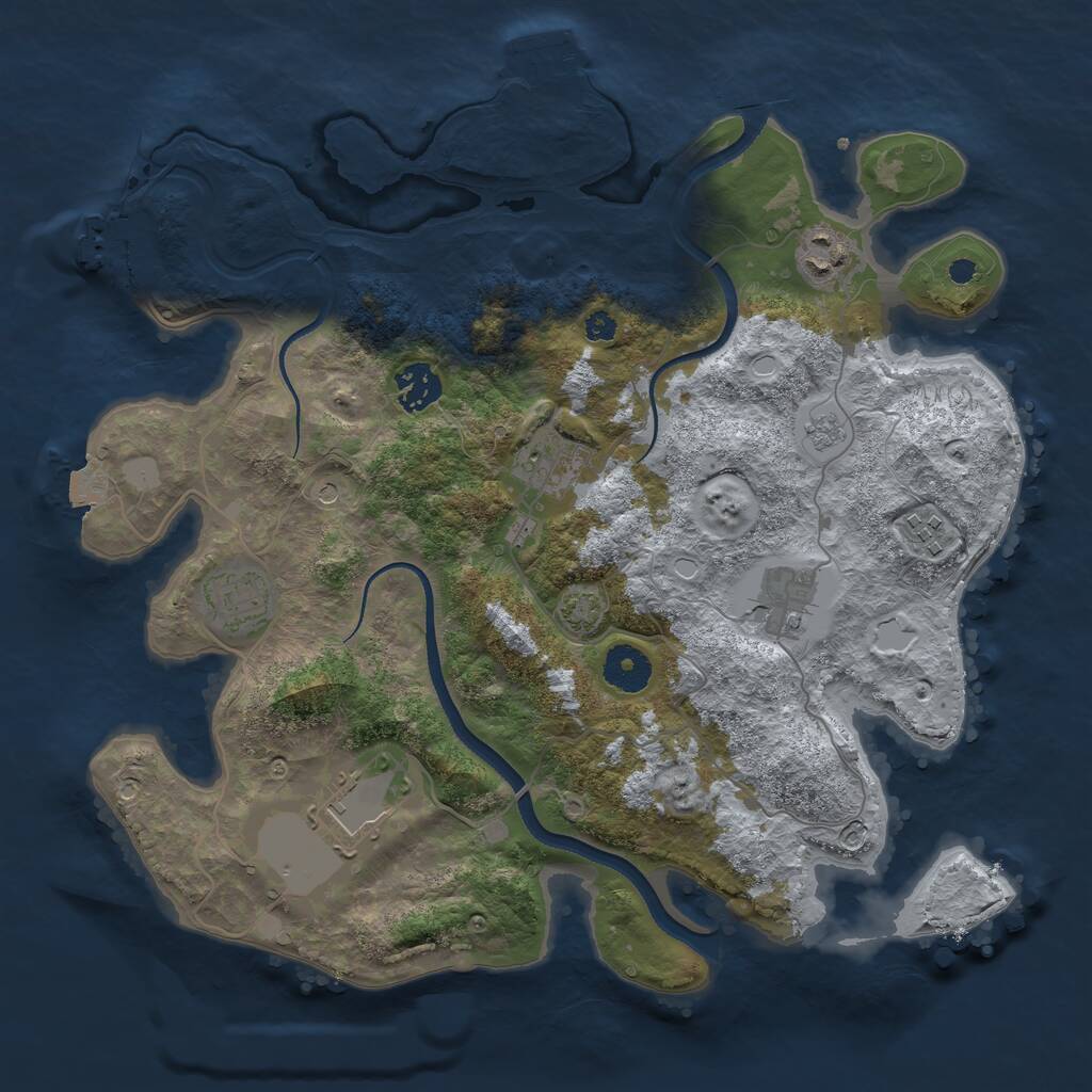 Rust Map: Procedural Map, Size: 3500, Seed: 22891020, 13 Monuments