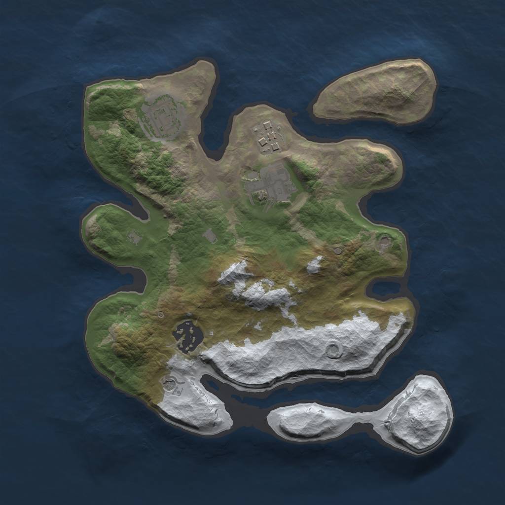 Rust Map: Barren, Size: 2500, Seed: 32423, 7 Monuments