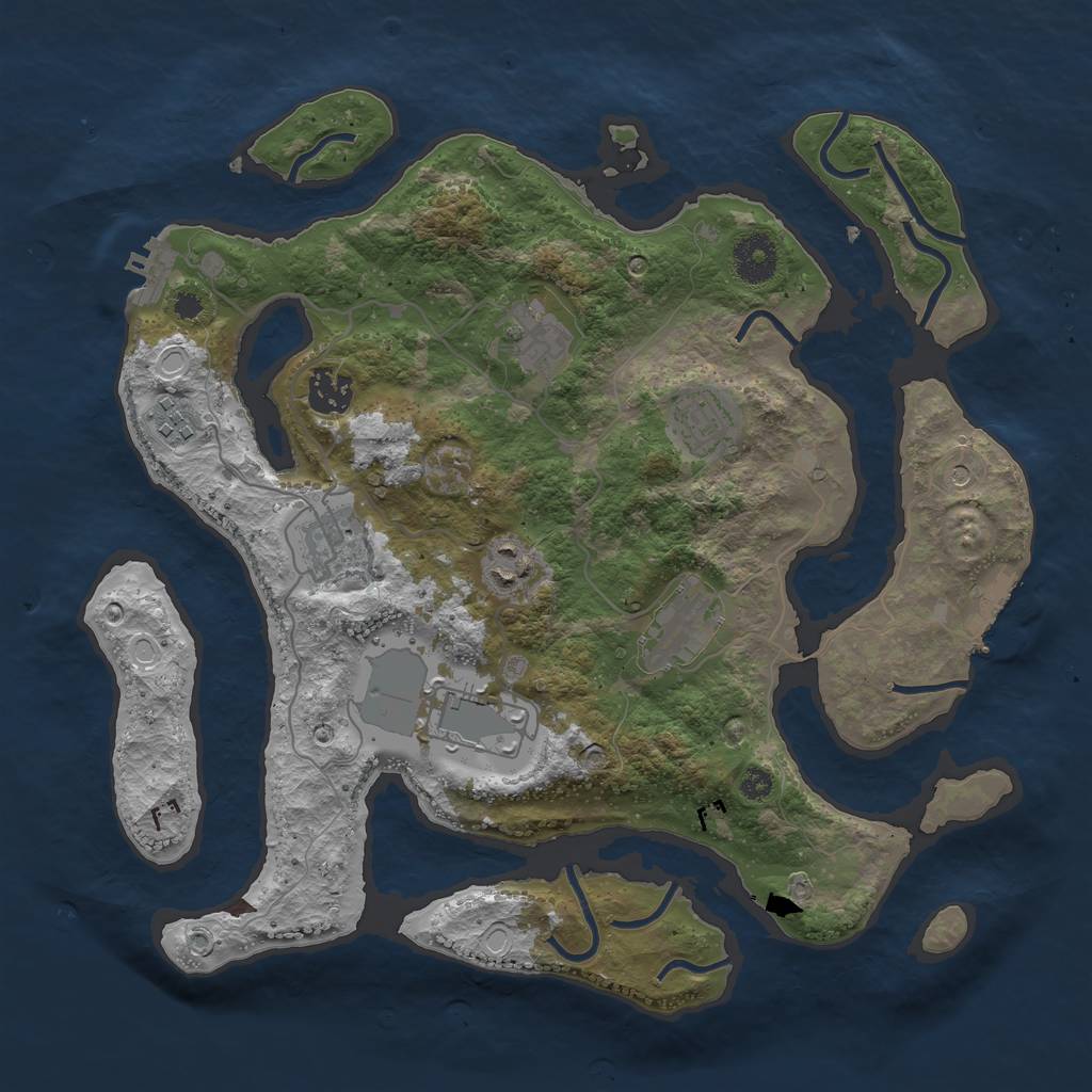 Rust Map: Procedural Map, Size: 3500, Seed: 2097965606, 16 Monuments