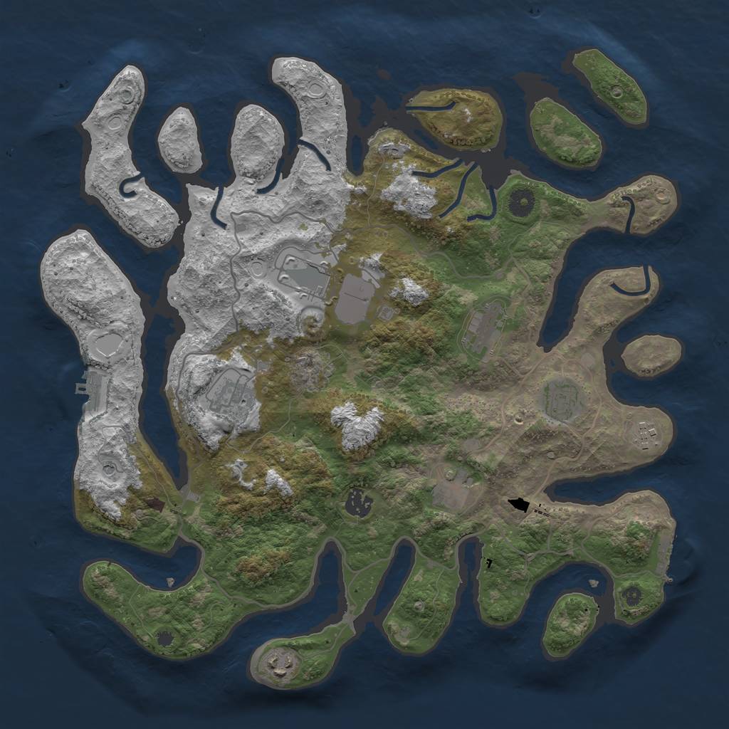 Rust Map: Procedural Map, Size: 4000, Seed: 56246661, 16 Monuments