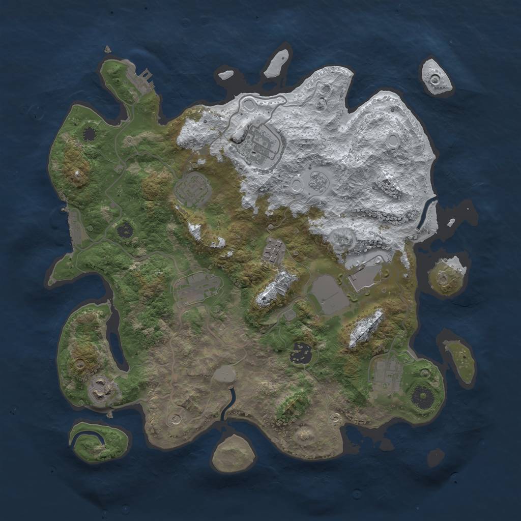 Rust Map: Procedural Map, Size: 3500, Seed: 170465771, 17 Monuments